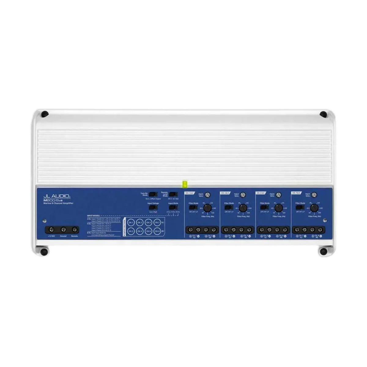 Image of a marine amplifier on a white background.