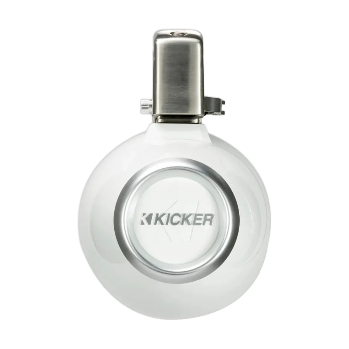 Image of a Kicker marine tower speaker on a white background.