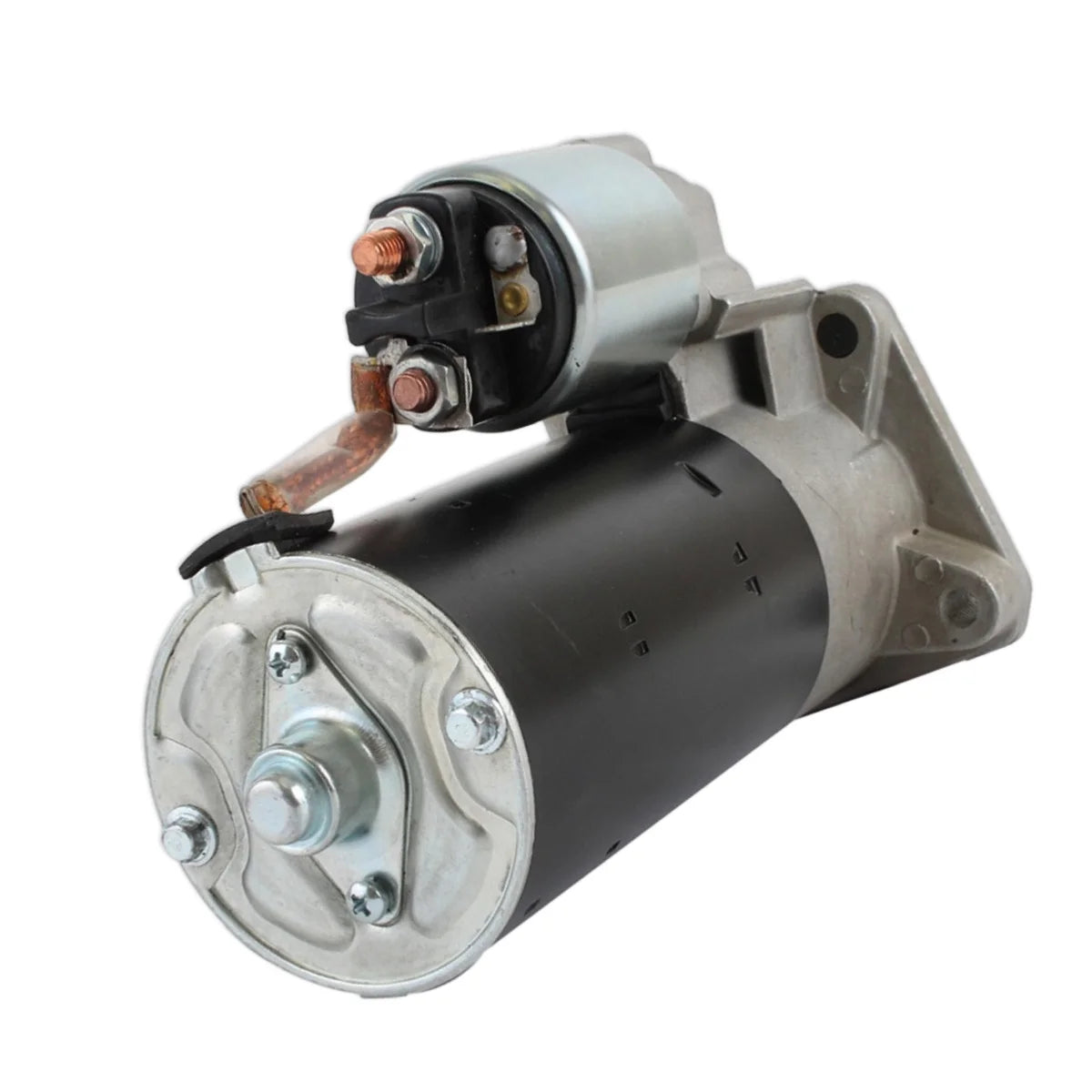 Image of a starter motor on a white background.