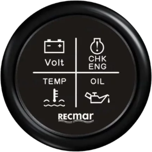Jauge d'alarme moteur 4 LED 12 V/24 V, noire | OEM 79202 | Alarme