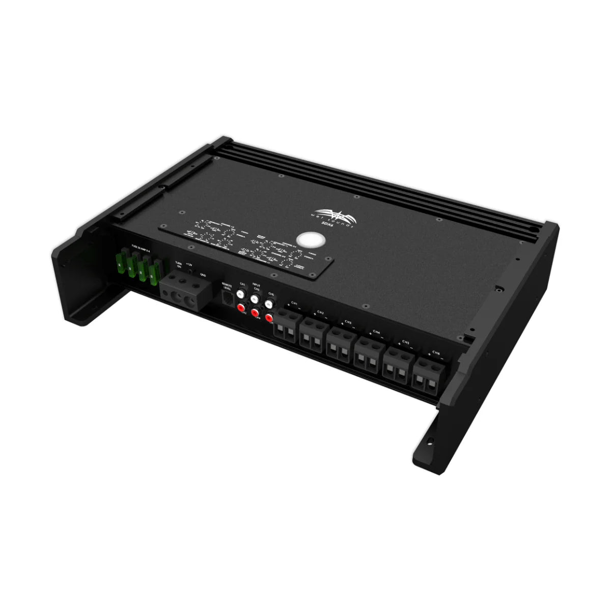 Image of a marine amplifier on a white background.