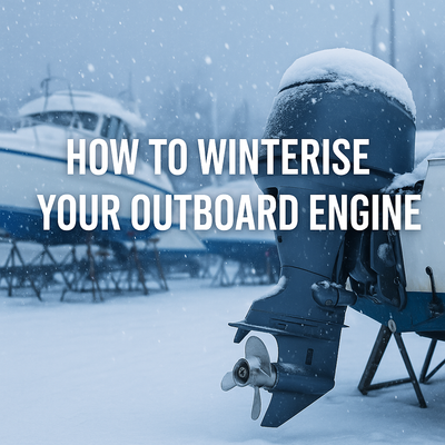 Image of a snow covered boat yard with overlay text reading 