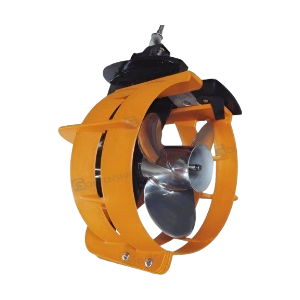 A single stainless steel, three blade, Solas Propeller.
