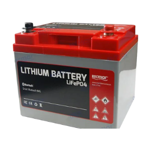 Boat battery with battery isolator switch.