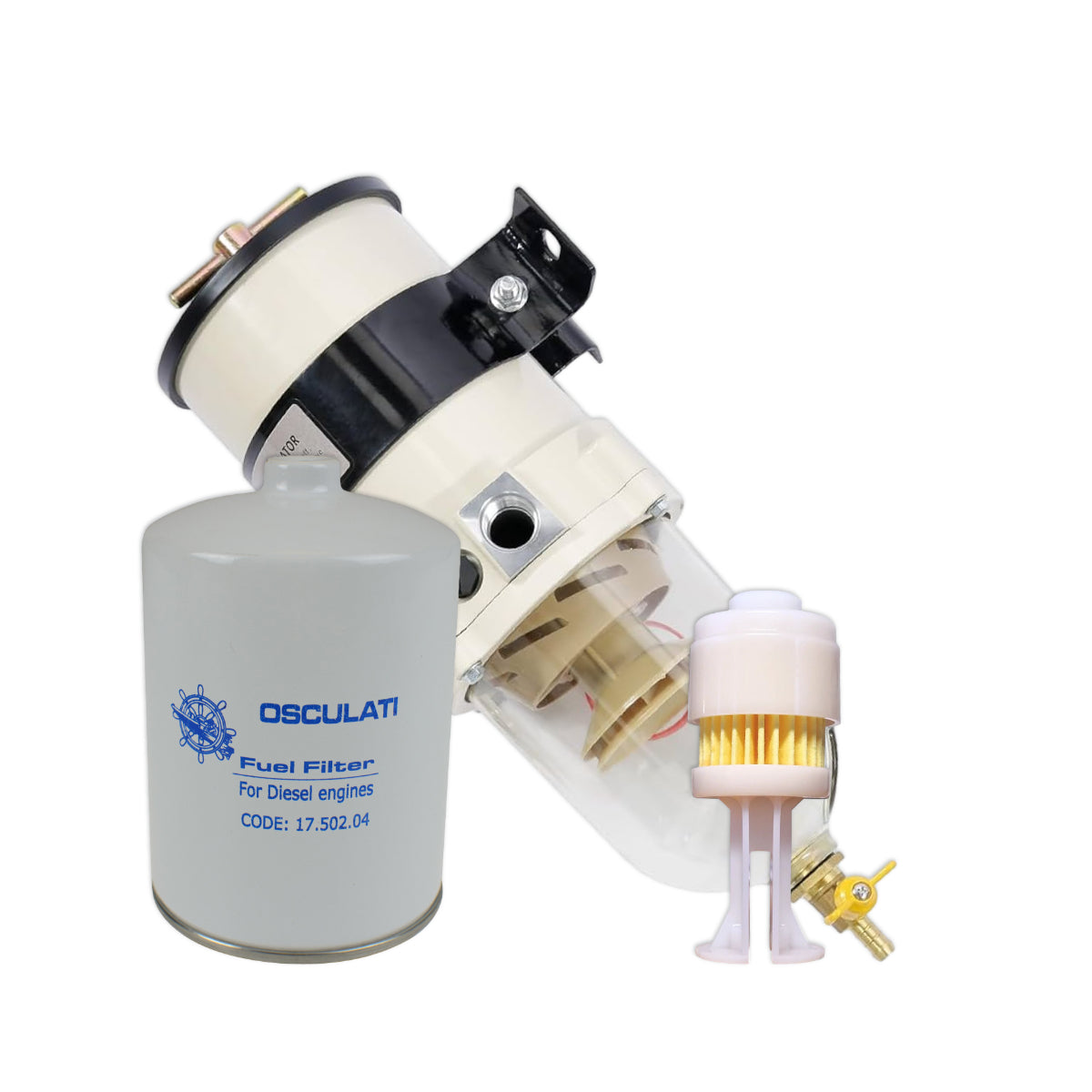 A water separator fuel filter sat behind a canister fuel filter.