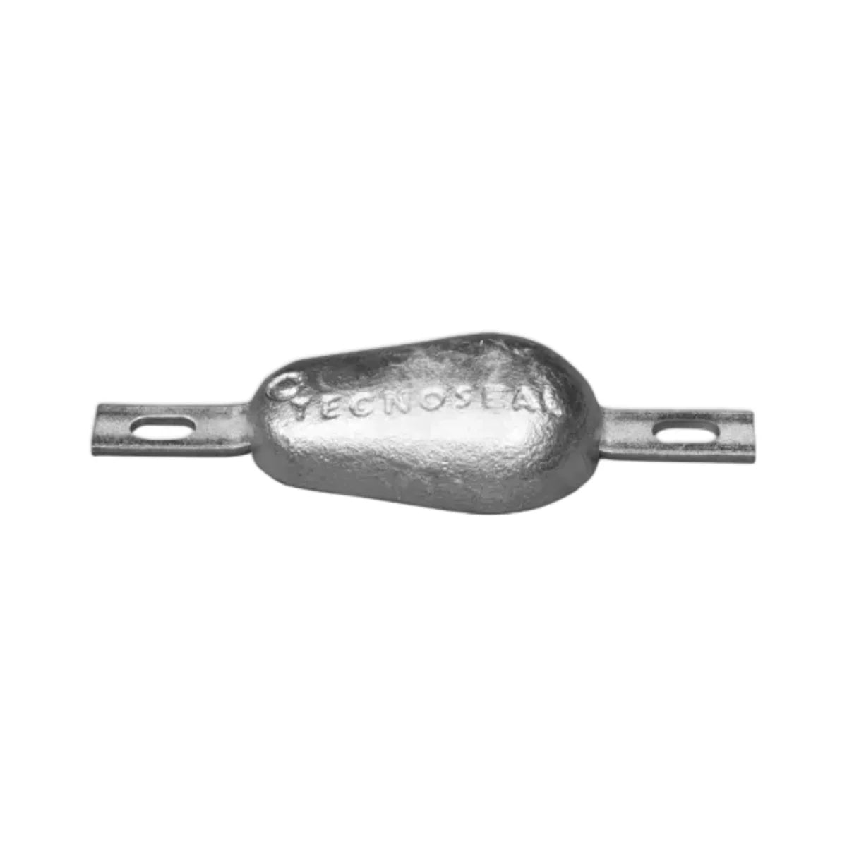 image of a pear anode for a hull with Tecnoseal branded stamping on a white background