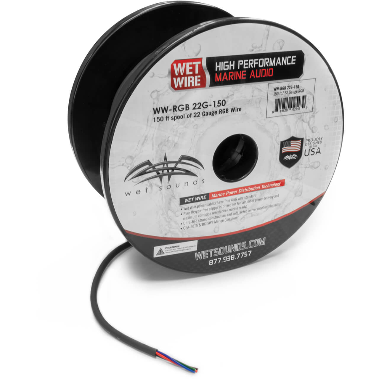 RGB 22GA Spool | Wet Sounds Frosted RGB 22 Gauge 150' Wire Spool - TMP Global