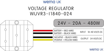 24v DC Voltage Regulator | Wema UK | SKU WUVR3-I1840-O24 - Wema UK marine part