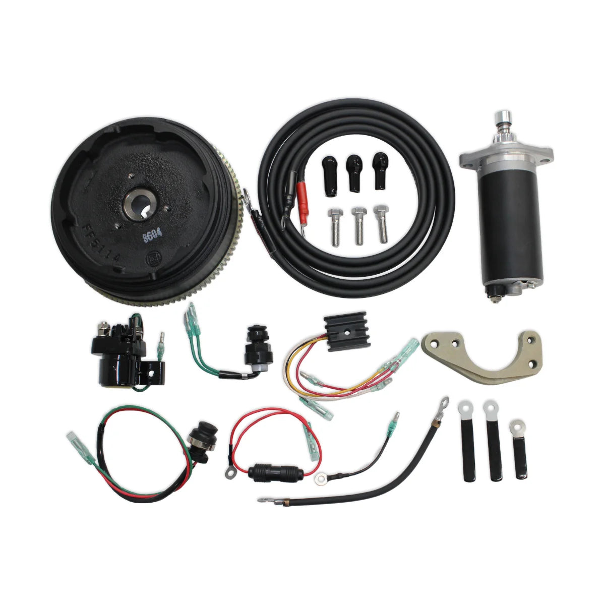 Image of a starter motor on a white background.