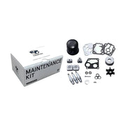 Image of various engine service and maintenance parts on a white background.
