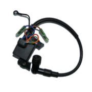 Image of a coil style outboard engine alternator coil pack on a white background.