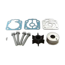 Image of a variety of marine engine water pump parts on a white background.
