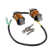 Image of a coil style outboard engine alternator on a white background.