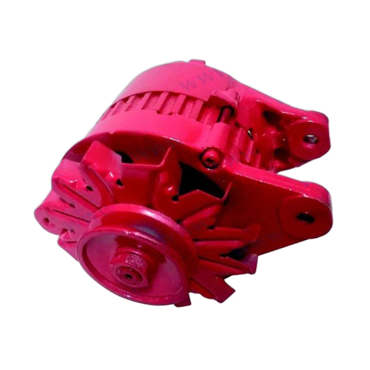 Image of a red alternator on a white background.