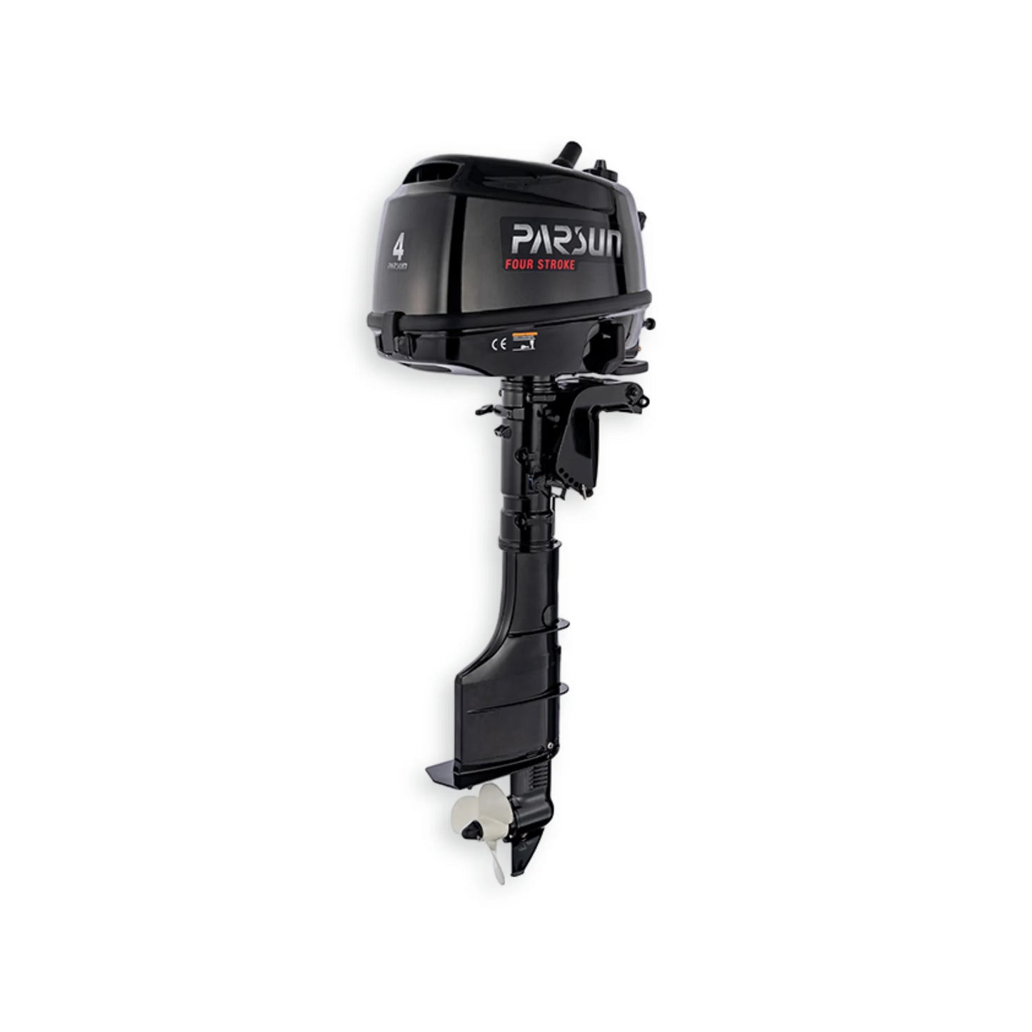 F4BMS Parsun 4hp 4-stroke outboard engine. Side front view.