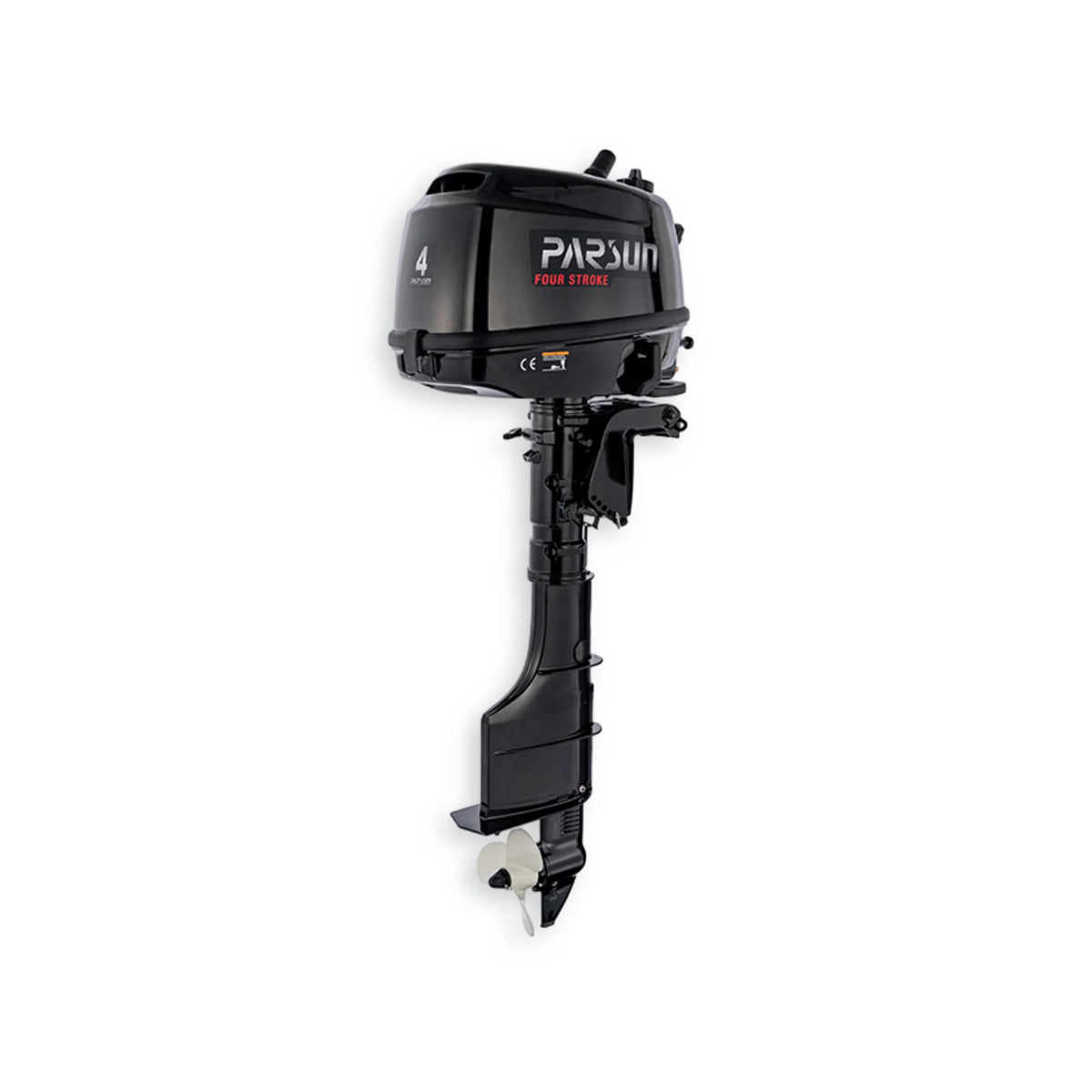 F4BMS Parsun 4hp 4-stroke outboard engine. Side front view.