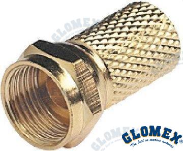 CONECTOR F MACHO DORADO PARA RG6 Y RG59 | OEM 9144 | VHF | GLOMEX