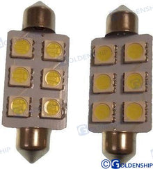 Ampoule navette 6 LED 1,3 W 10/30 V (2) Blanc glacé | OEM 10528 | Ampoules | GOLDENSHIP