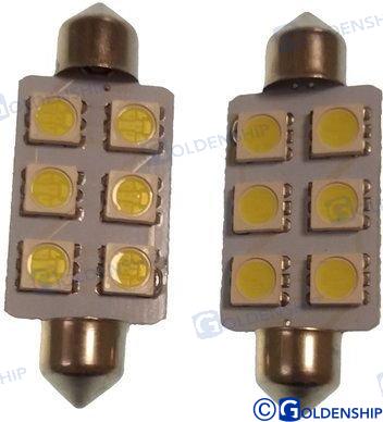 Ampoule navette 6 LED 1,3 W 10/30 V (2) Blanc glacé | OEM 10528 | Ampoules | GOLDENSHIP
