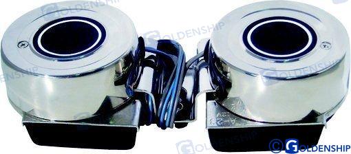 Klaxon électrique double en inox 12 V (114 dB) | OEM 12002 | ÉLECTRIQUE | GOLDENSHIP