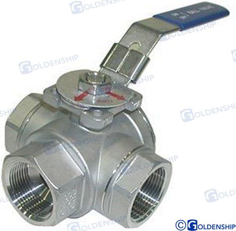 3-WAY BALL VALVE 1/2" | OEM  30030 | HULL | GOLDENSHIP | RECAMBIOS Marine Parts & Accessories | RECAMBIOS Marine Parts & Accessories