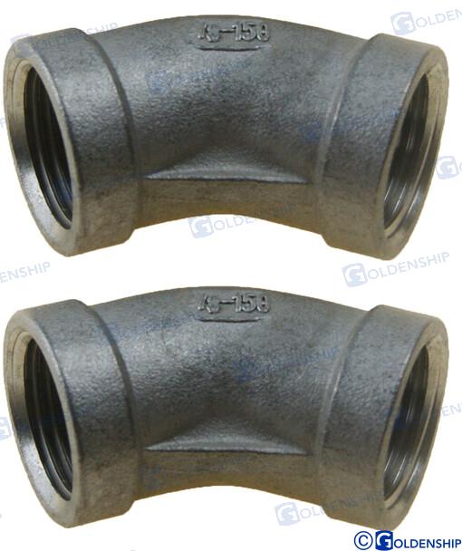 CODO DE 45º CON BANDA INOXIDABLE DE 3/8" (2) | OEM 30560 | CODO | GOLDENSHIP