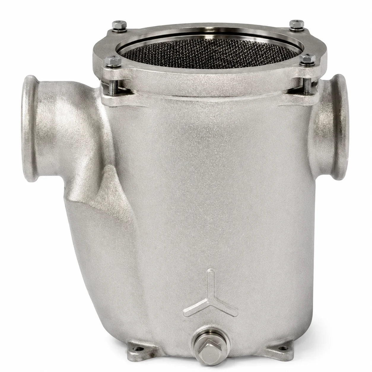 Image of a Maestrini raw water strainer filter on a white background.