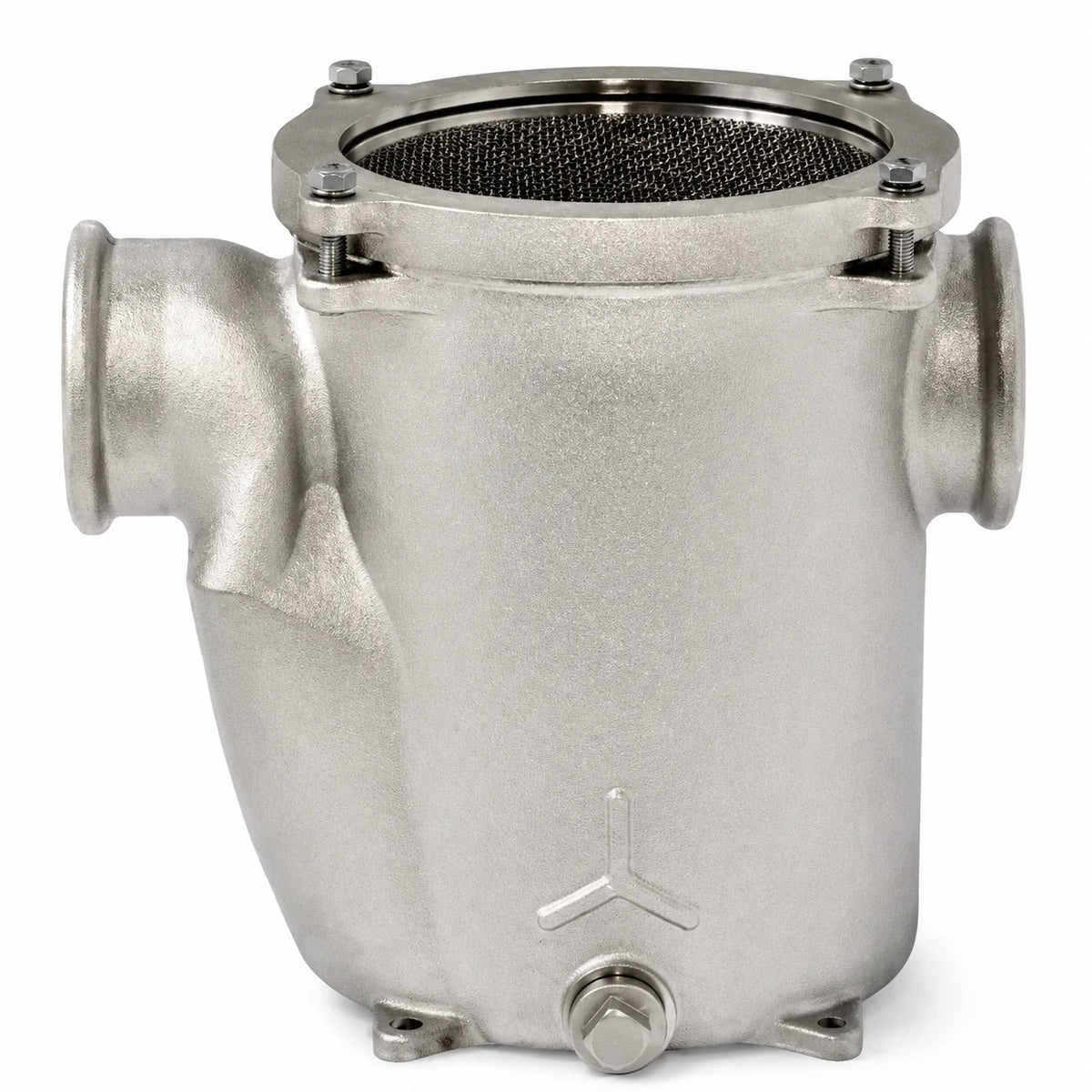 Image of a Maestrini raw water strainer filter on a white background.