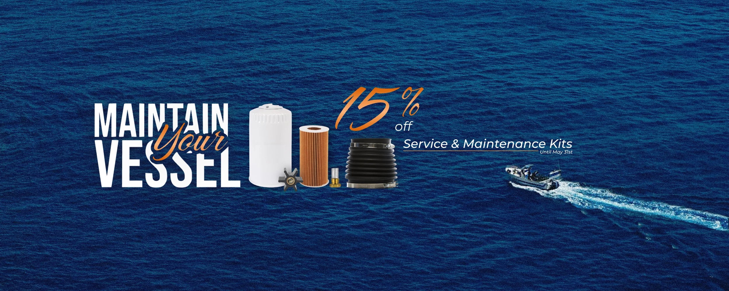 Image of an advert banner of a boat on the sea saying "MAINTAIN Your VESSEL".