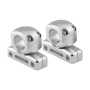 Image of a pair of speaker fixing swivel clamps on a white background.