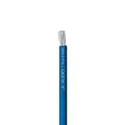 Image of a length of blue JL Audio speaker wire on a white background.