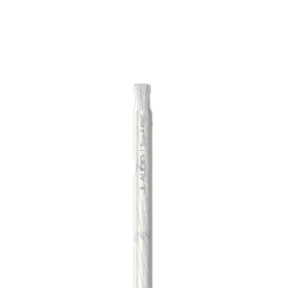 Image of a length of white JL Audio speaker wire on a white background.
