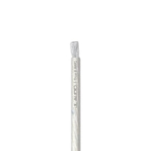 Image of a length of white JL Audio speaker wire on a white background.