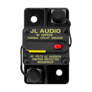 Image of a JL Audio thermal circuit breaker on a white background.