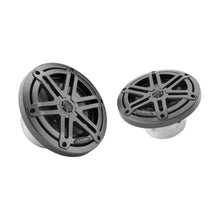 Image of a pair of JL Audio marine speakers on a white background.