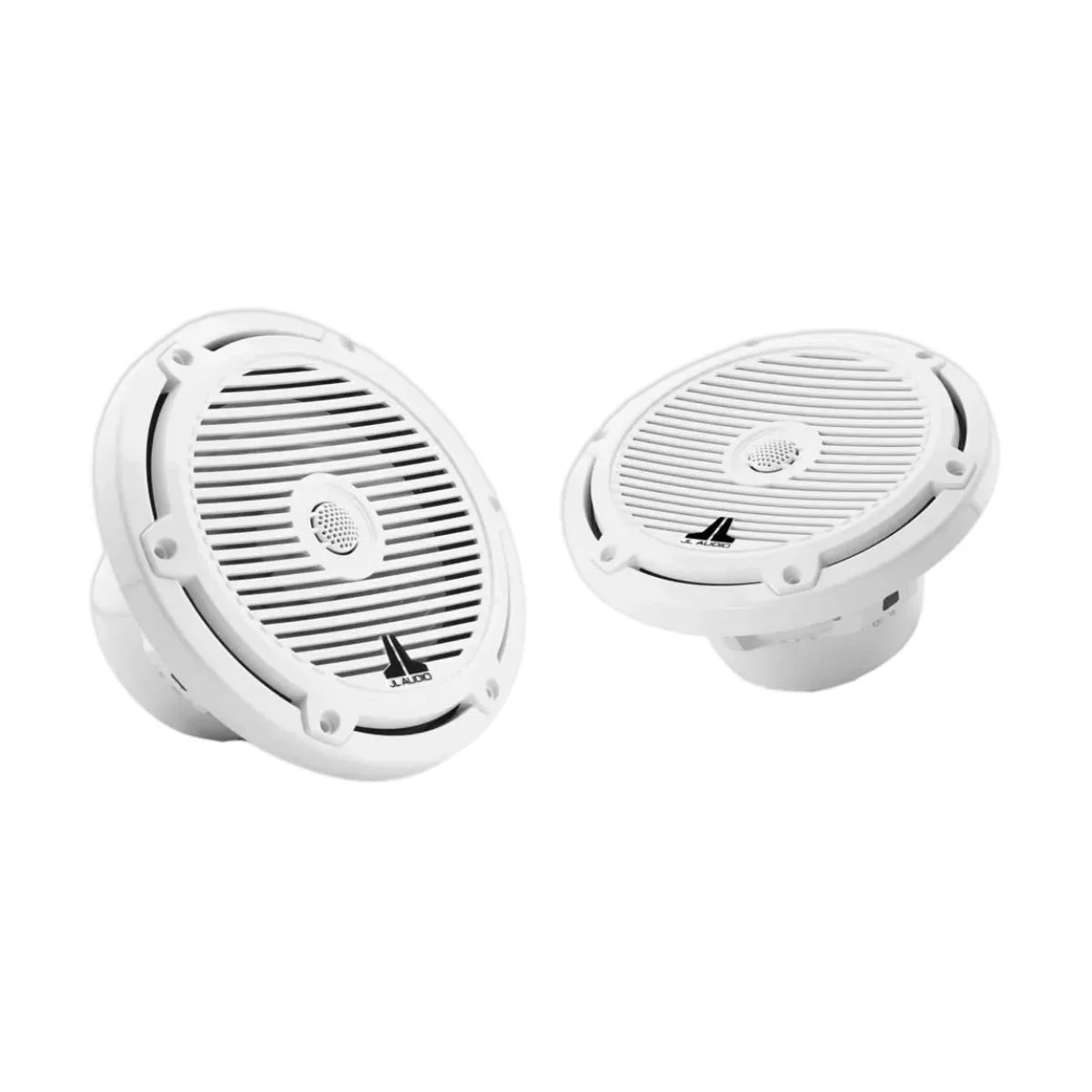 Image of a pair of marine speakers on a white background.