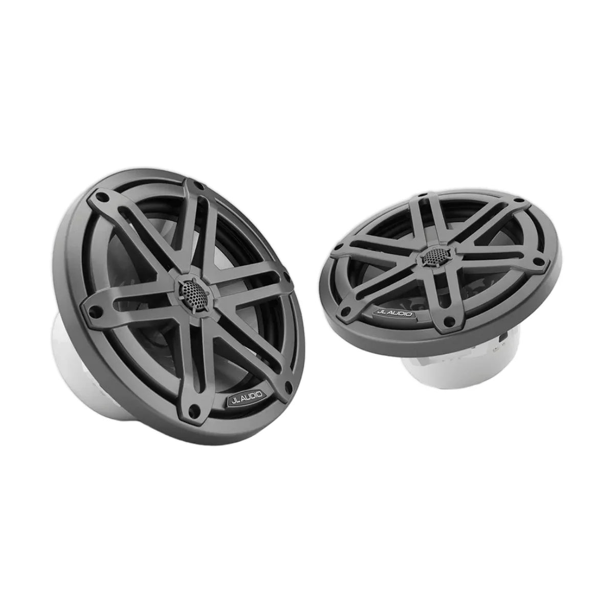 Image of a pair of marine speakers on a white background.