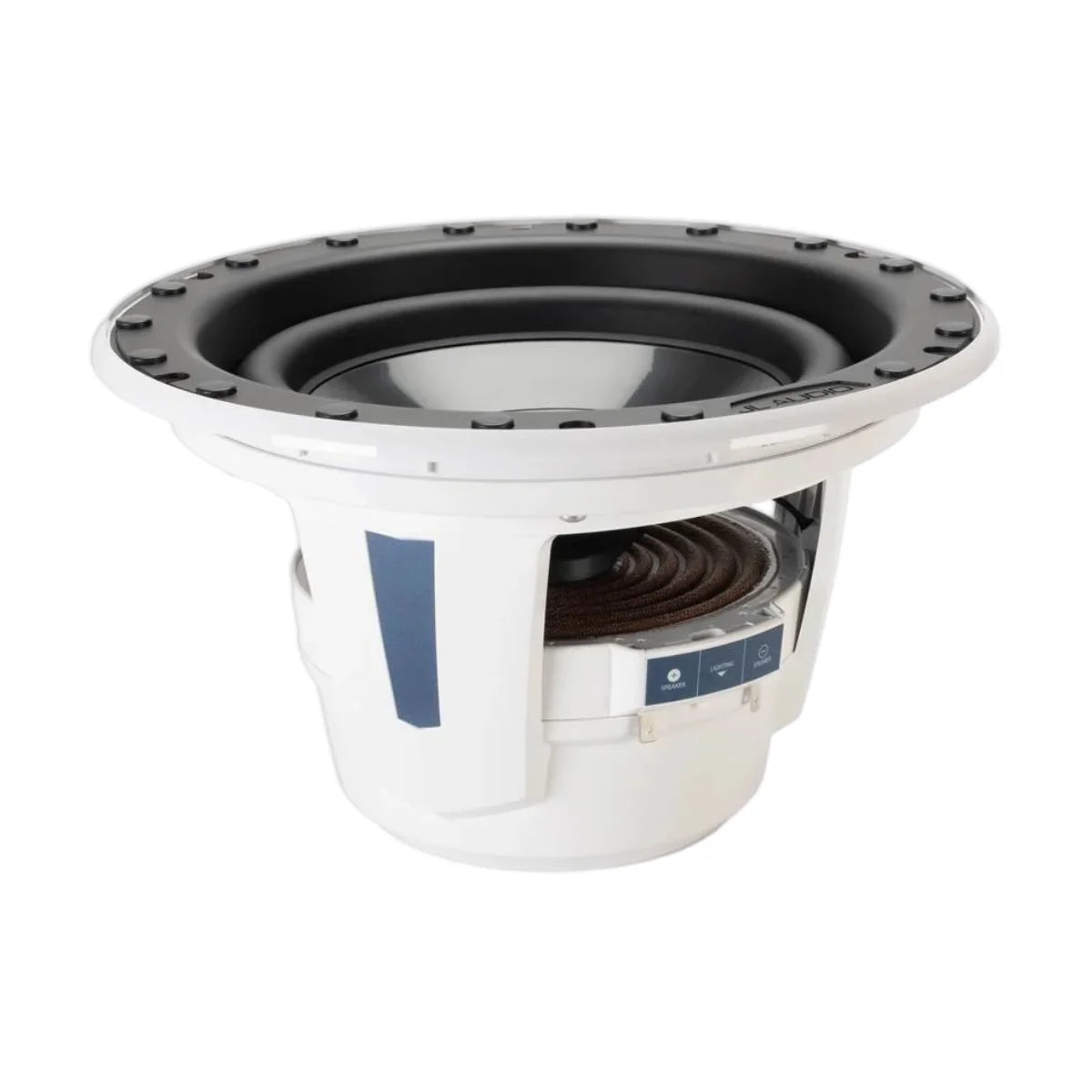 Image of a marine subwoofer speaker on a white background.