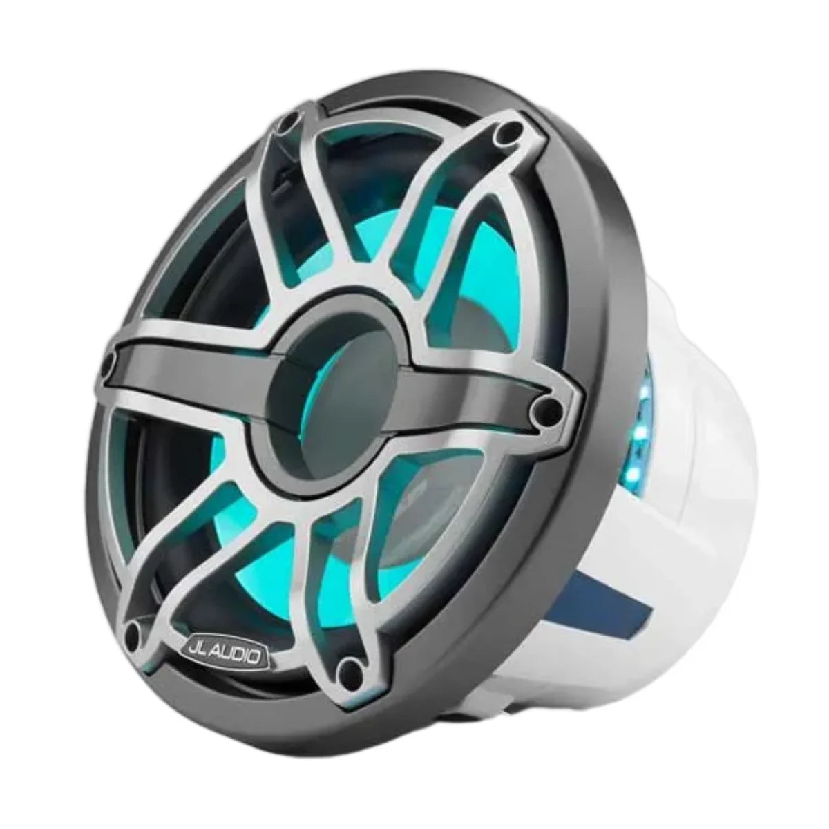 Image of a JL Audio marine subwoofer speaker on a white background.
