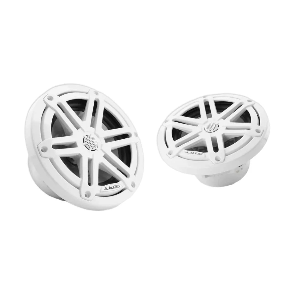 Image of a pair of marine speakers on a white background.