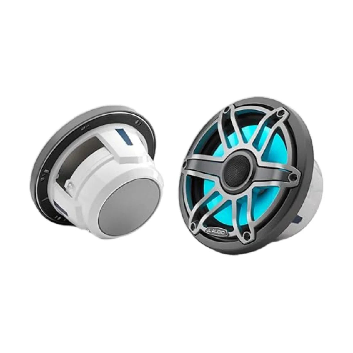 Marine Coaxial Speakers Pair 7.7" RGB LED JL Audio, 4Ω 100W RMS, Gunmetal/Titanium, OEM M6-770X-S-GmTi-i