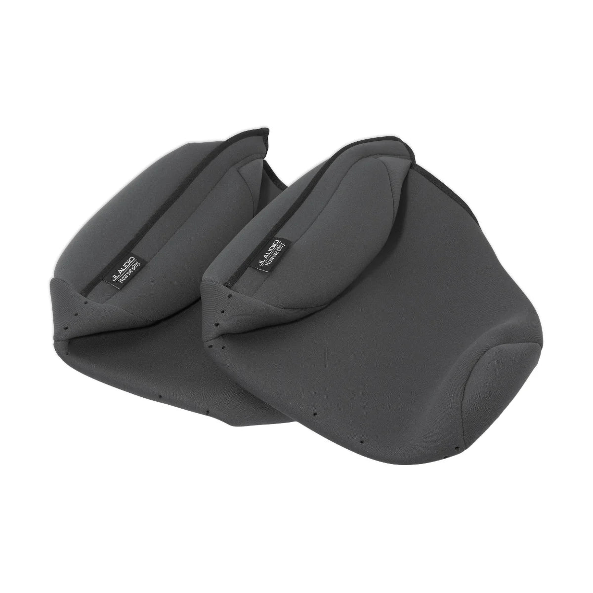 Image of a pair of JL Audio marine speaker protective covers on a white background.