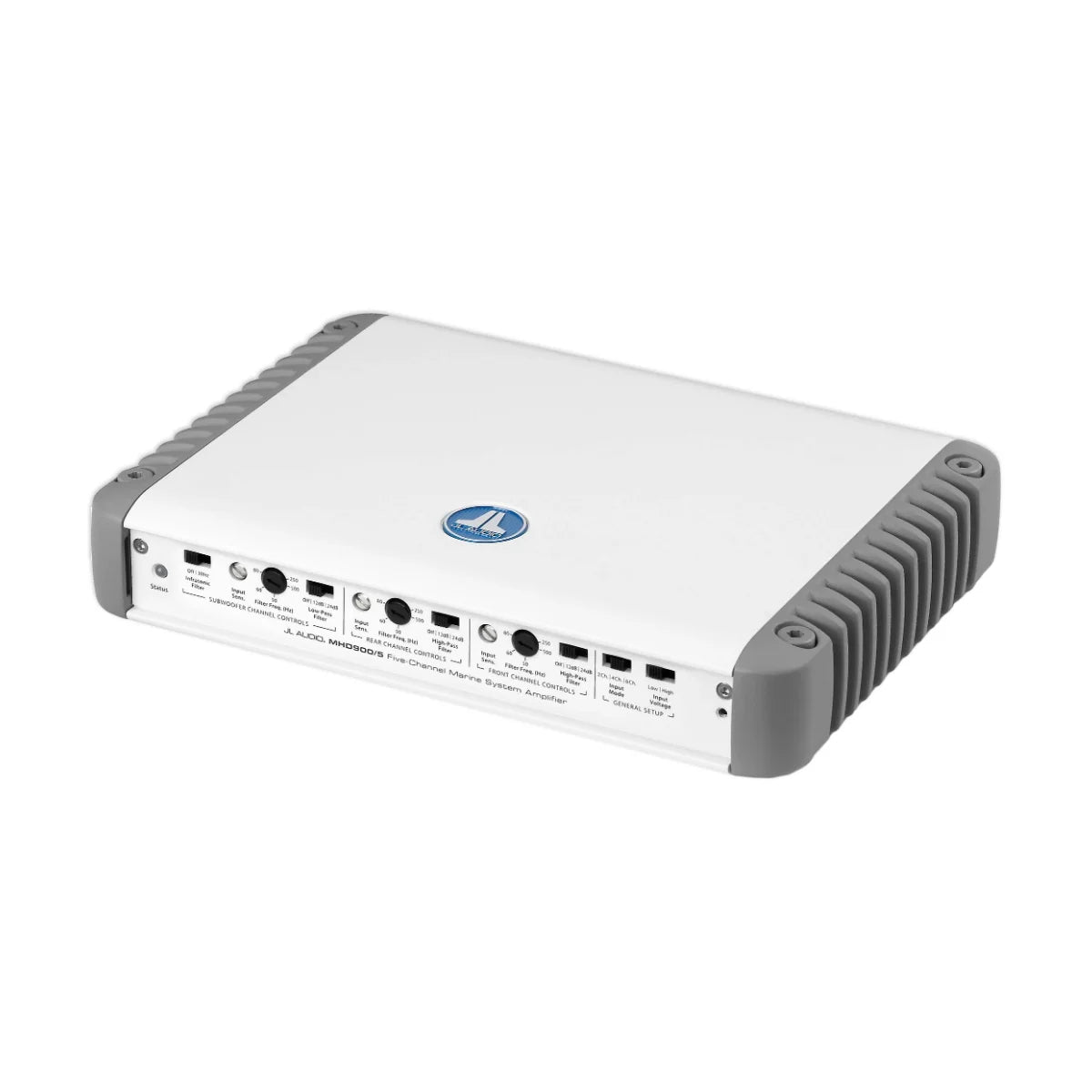 Image of a marine amplifier on a white background.