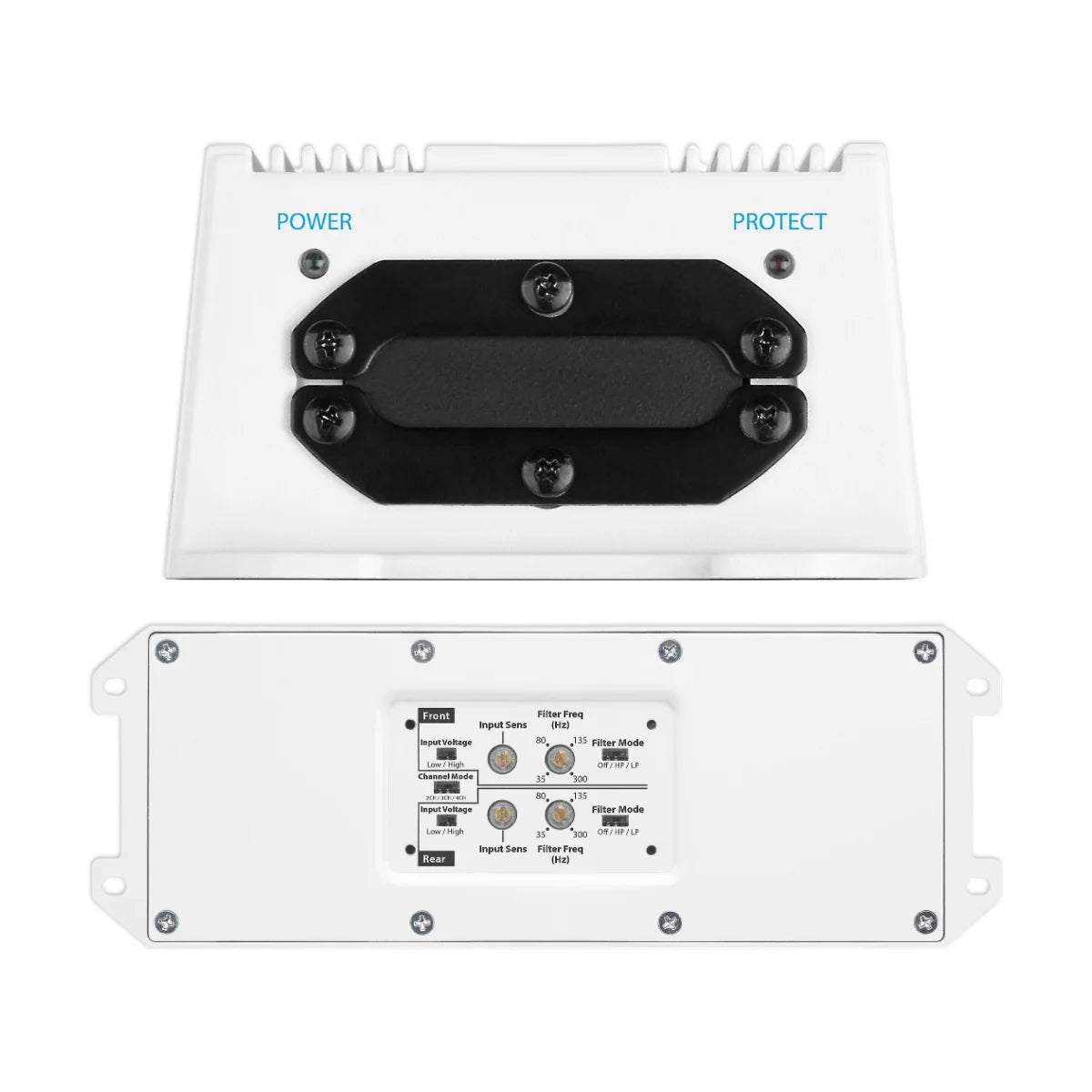 Image of a marine amplifier on a white background.