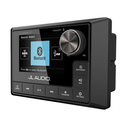 Image of a JL Audio marine media control panel on a white background.