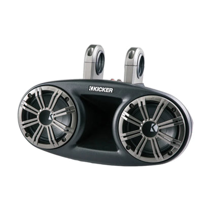 Image of a double Kicker marine tower speaker unit on a white background.