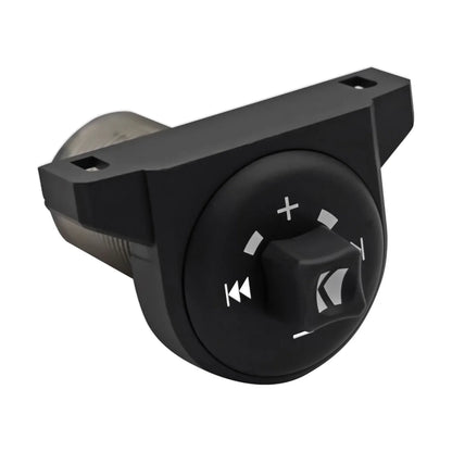 Image of a Kicker media controller on a white background.