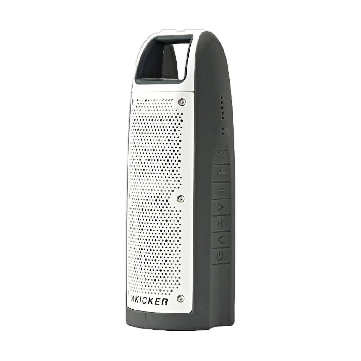 Image of a handheld portable speaker on a white background.
