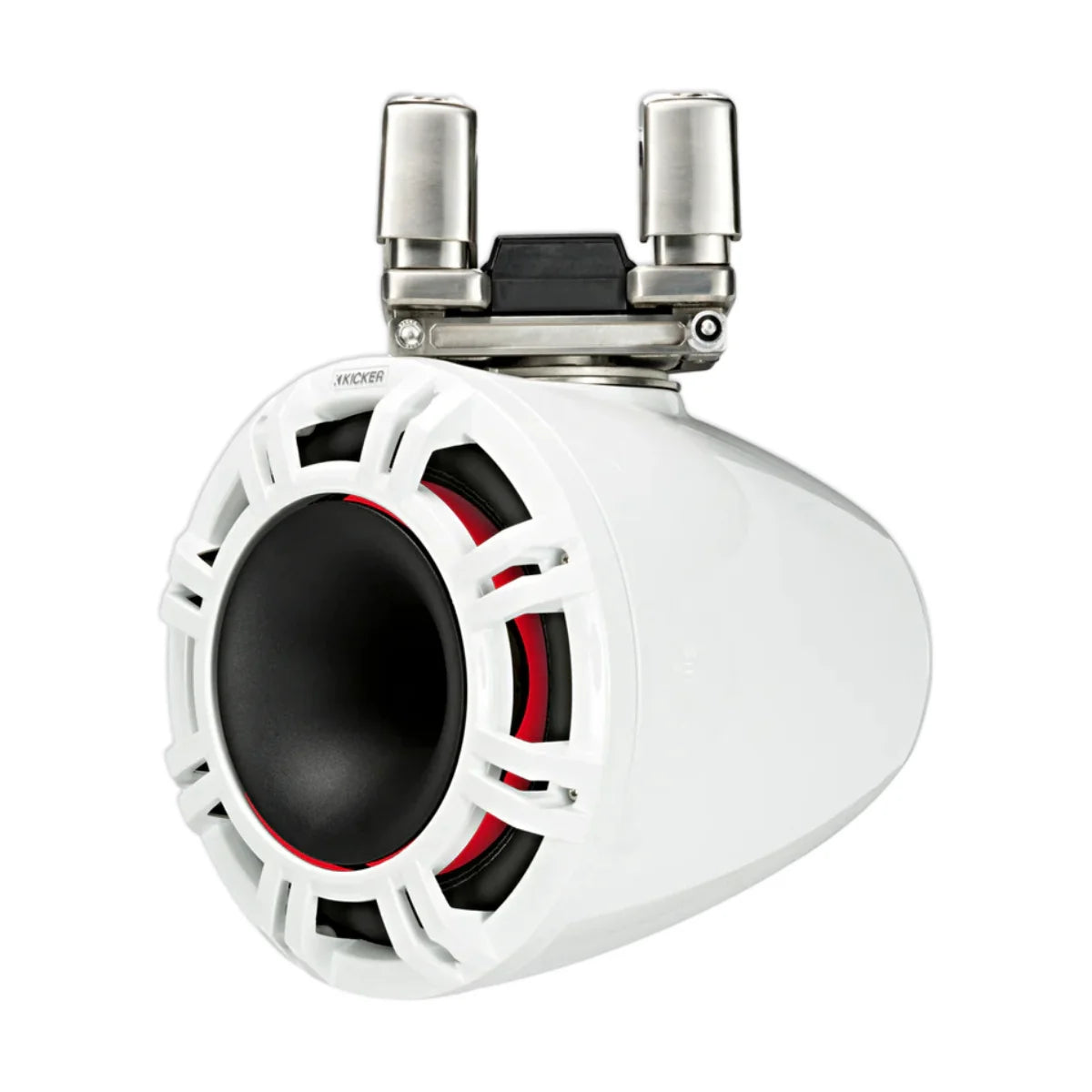 Image of a Kicker marine tower speaker on a white background.