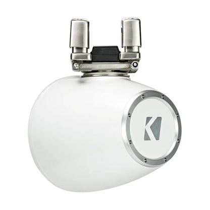 Image of a Kicker marine tower speaker on a white background.